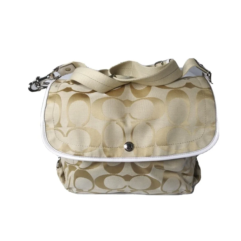 Coach Daisy Signature Messenger Bag F16557 Light Khaki & White